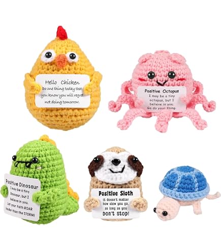 Bite De Soutien Émotionnel En Crochet - Jouet Amusant Avec Cartes Positives - Cadeau Original
