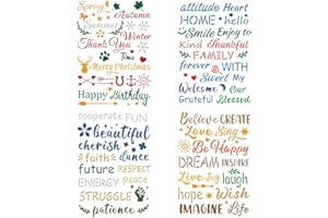 FINGERINSPIRE 4pcs Word Stencils 29.7x21cm Inspirational Word Stencil for Painting Stencils with Text: Happy Birthay, Love, Imagine Life, Grateful Blessed Painting on Wood, Floor, Wall, Fabric