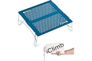 iClimb Mini Solo Folding Table Ultralight Compact for Backpacking Camping Hiking Beach Picnic (Blue - Mini)