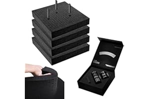 BUERPINKING Rasterschaumstoff Würfelschaumstoff, Schaumstoffplatte Einlegen, 4 Stück 30 x 30 x 5cm, Werkzeugkoffer Kamerakoffer Schaumstoff, Werkzeug Schaumstoffeinlage, Crash-Schutz