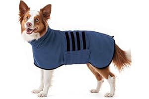 HezzLuv Bademantel für Hunde, Hundebademantel Aus Mikrofaser Für Mittlere Und Große Hunde, Saugstarker Hundehandtuch, Schnell Trocknend, Hunde Trockenmantel Mit Klettverschluss (Dunkelblau XL)