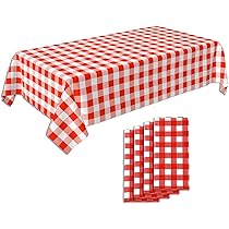 Lot De 3 Nappes Jetables En Plastique Vichy Rouge à