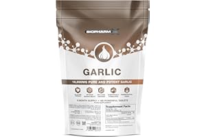 BIOPHARM-X Odourless Garlic Tablets 10000mg – 180 Vegan Tablets - High Strength Allicin-Rich Garlic Supplement for Heart, Cholesterol & Immune Support