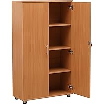 Libreria Alta 2 Ante Con Serratura - Mobile Ripiani Regolabili Per Casa, Ufficio, Cucina O Garage