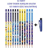 Faber-Castell Uzay Kurşun Kalem 2B 12'li Set ve Gizli Kalemtraş | Uzay Temalı Tasarım, 2B U&ccedil; Kalınlığı, Kalemtraş Dahil, &Ccedil;ocu