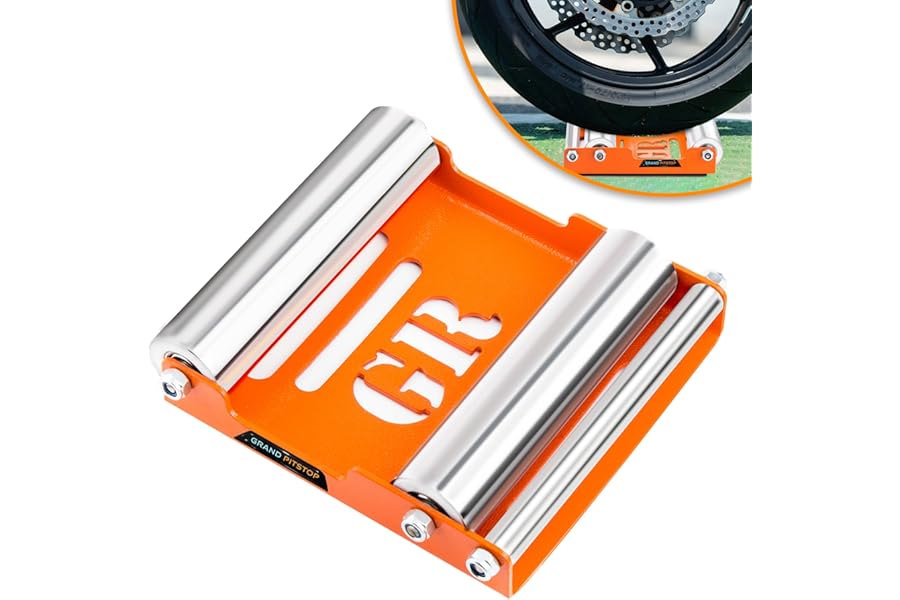 GRAND PITSTOP Motorcycle & Powersports Maintainence Stand Wheel cleaning stand Wheel Roller Stand for tire cleaning & chain lubrication - GRoller Medium (Bikes < 485 lb & Tyre width <180 mm)