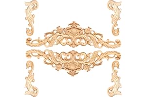 DTOTERUL Fregi Legno Decorativi - 6 Pezzi, 4 Ornamenti d'Angolo, 2 Ornamenti in Legno per Pareti, Letto, Porta, Finestra