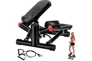 ZOZI Mini Steppers for Exercise Workout, Stair Steppers Machine with Super Quiet Design, Hydraulic Fitness Stepper with Resistance Bands,Portable Home Workout Equipment