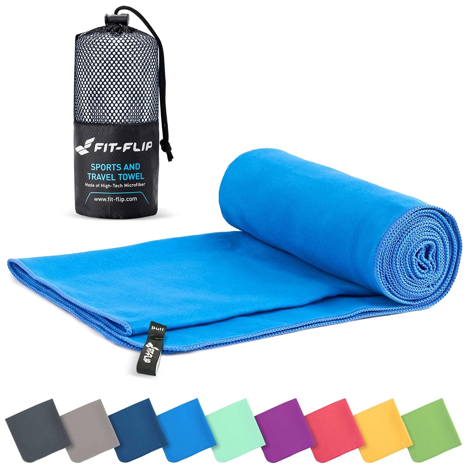 Fit-Flip Asciugamano microfibra - compatto e ultraleggero - asciugamani palestra - il perfetto telo mare grande - ottimale per viaggio, sport e piscina