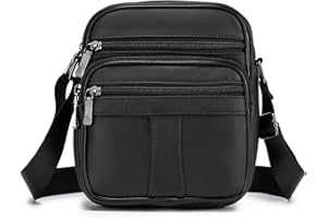 BAGZY Bolso bandolera para hombre, de piel auténtica, pequeño bolso de hombro para hombre, mochilas de negocios, bolsas de mano, bolsas de viaje