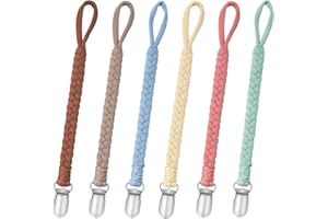 CLDY Schnullerkette Baby for Junge, 6 Stücke Schnuller Halter Leinen Set, Baumwolle Schnullerband Mädchen und Jungs Schnullerketten Clips, nuggikette, Passt Alle Baby Zahnen Spielzeug/Baby Dusche