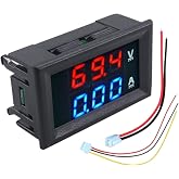Dijital Dual Voltmetre Ampermetre Volt Akım &Ouml;l&ccedil;er Dc 0-100v 10a Kırmızı-Mavi, Voltmetre, Ampermetre