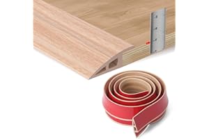 MAGOSIS 1.2M Self-Adhesive Floor Transition Strips Carpet Trim Strong Adhesive, Ideal for Carpet, Laminate, and Tile Thresholds, Doorways, and Edging (Supports 7–10mm Height Difference,Natural Oak Wood Grain)