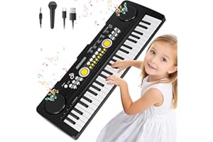 QIQUBOX Clavier de Piano Enfants Jouet 49 Touches Électronique Clavier pour Enfants avec Microphone Instrument de Musique Jouet pour Garçons et Filles de 3 4 5 6 7 Ans Cadeau