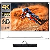 Projector Screen &amp; Stand 150 Inch 16:9 HD 4K Large Projector Screen Outdoor Portable Projection Screen with Carrying Bag for
