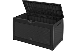 Casaria® Gartenbox Anthrazit UV-beständig 310L Haltegriffe Rollen Terrasse Balkon Wohnzimmer Wintergarten Truhe Auflagenbox 119x48cm Rattan-Optik