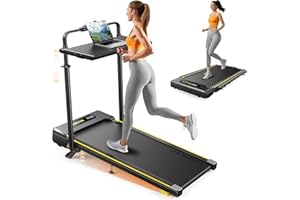 ACEZOE Foldable Walking Pad Treadmill with Handles and Adjustable Height, 10% Incline Walking Pad for Home, 2.5HP Motor Running Machines, 12KM/H Folding Treadmill with LED Screen, Remote & App Control
