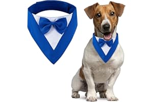 URROMA 1 bandana de smoking pour chien, collier bandana de mariage réglable avec nœud papillon pour animaux de compagnie, bleu, taille XS