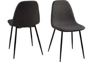 AC Design Furniture Linea Sedia per Sala da Pranzo, Tessuto, Grigio, 56 x 44.5 x 84 cm, 4 unità