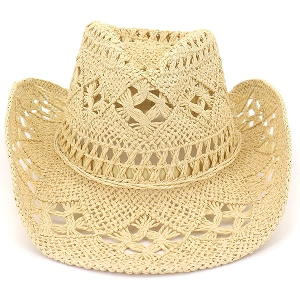 Stroh Cowboyhut Damen - Retro Western Hut Mit Breiter Krempe