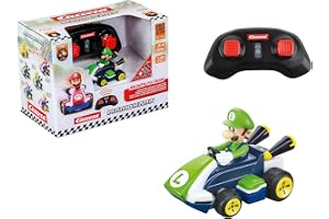 Carrera RC Mario Kart Mini RC Luigi, för barn och vuxna, pojkar och flickor, unik originallicens, omedelbar körning kul med r