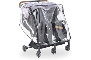 SeedFuture Housse de Pluie pour Poussette Double, Accessoires pour Poussette Double Housse de pluie Voyage en Plein Air, Imperméable et Coupe-vent Protection