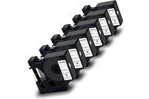 Pristar 6x 12mm Compatibile per Dynmo 45013 S0720530 Nero su Bianco D1 12mm Nastro Etichette per Dynmo Label Manager 160 280 210D 360D 420P 450D PnP