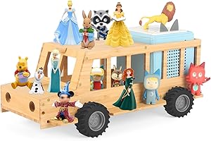 ‎TALADAD Taladad Regal kompatibel für Toniebox 2/1,Tonie Figuren Regal, für Tonies und Toniebox (Wooden SUV with 35Pcs Adhesive Metal Plate)
