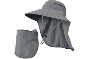 Rosoz Chapeau de pêcheur UPF 50+ - Vêtement safari - Pour homme - Amovible - Bord large - Chapeau de randonnée - Chapeau de pêche pour homme et femme