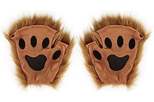 hbbhml Kunstpelz Pfote Handschuhe Flauschige Katze Krallen Halloween Weihnachten Party Karneval Kostüm Cosplay Zubehör für Mädchen Frauen