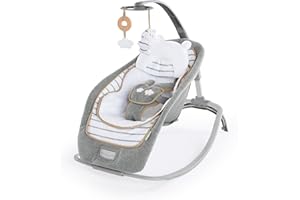 Ingenuity, Hamaca mecedora Boutique Collection Asiento de Bebé Acolchado de Peluche con Vibraciones, Fácil Plegado, 0-30 Meses (Bella Teddy)