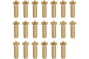 CATIME 20 Piezas Boquillas de Latón Piezas de Impresora 3D, 1,75mm Volcano Nozzle 8 Piezas de 0,4 mm, 3 Unidades de 0,2 mm, 0,6 mm, 0,8 mm, 1,0 mm para Anycubic Kobra 2, Kobra 2 Pro/Plus/Max/Neo