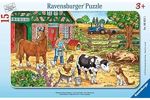 Ravensburger - Puzzle Enfant - Puzzle Cadre 15 p - La Vie à la Ferme - Dès 3 Ans - 06035