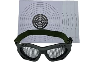 Glac Store® Occhiali Tattici Maschera in maglia per protezione occhi con cinturino morbido regolabile Olive Drab Verde Militare 5 Bersagli in cartoncino