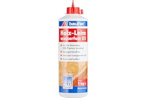 Baufan Holzleim D3, wasserfest & für alle handelsüblichen Holzarten, 1 kg, transparent