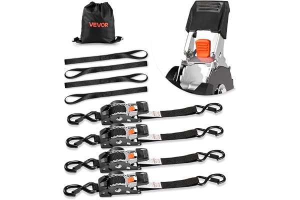 VEVOR Indragbara spärrremmar, 2,5 cm x 3 m, buntremmar med S-krokar, 544 kg brythållfasthet, 4 mjuka öglor, knytspärr för flytt, släpvagnar, motorcyklar, kajaker, biltak, 4-pack