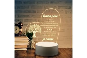 Welsky Cadeau Papa, LED Veilleuse en Acrylique Cadeaux, Cadeau Fete des Peres pour Papa,Cadeau Anniversaire Papa, Cadeau pour Papa Original, Idée Cadeau Papa Noel