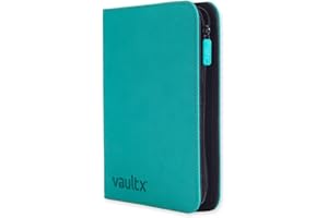 Vault X 4 Pocket Trading Card Zip Binder, 160 cards, Premium Exo-Tec Album Material, 20 Side-Loading Pages, Folder for Collectible Card Games, Sports, TCG (Teal)