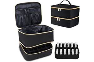 VGECEE Organizador Esmaltes Uñas y Lampara Bolsa Maquillaje Grande Doble Capa Estuche Organizador Esmaltes 30 Botellas Estuche Organizador Maquillaje con Compartimientos y Asa para Mujeres Niñas