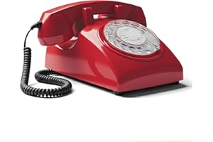 OPIS TECHNOLOGY Opis 60s Cable: Téléphone Fixe Vintage Compatible Box, Style rétro des années 60, avec Son Aspect Ancien à Cadran Classique Rouge