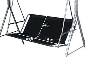 PETELA Replacement Swing Seat Cover Black Garden Swing Seat Cover Hammock Chair Garden Furniture Swing Chair (138cmx50cmx50cm-BLACK)
