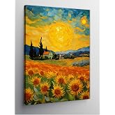 tablo mega Kanvas Tablo Van Gogh Tarzı Ay&ccedil;i&ccedil;ekleri, 50cm x 70cm