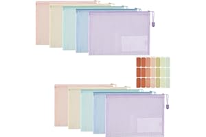 Havnidy Plastikowe portfele A5, 10 szt. torebek z zamkiem błyskawicznym, siatkowy portfel na dokumenty, portfele A5 z zamkiem błyskawicznym do szkoły, biura, domu i przechowywania w podróży