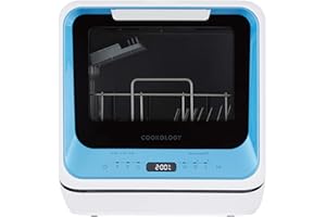 Cookology CMDW2 Compact Mini Portable Counter Top, Tabletop Dishwasher Small, 7 Wash Cycles with ECO Friendly Mode and Baby Bottle Rack - In Blue