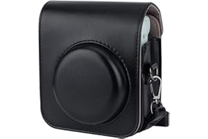 Cpano Kameratasche aus Kunstleder kompatibel mit der Instax Mini 12, mit verstellbarem Schultergurt und Zubehörtasche. (Schwarz)