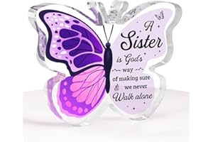 Einanmut Sister Birthday Gifts - Acrylic Butterfly Plaque, Presents for Sister from Brother, 3.9 x 3 x 0.5 inches