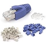 VCE (Gen 1) 20 Pack CAT7 Shielded RJ45 Plug Cat6A Cat7 Ethernet RJ45 Connector with Load Bar and RJ45 Boots Blue