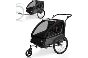 Fiximaster Remorque 2 en 1 pour Enfant avec Suspension pour 1 à 2 Enfants, remorque de vélo Pliable pour 2 Enfants, Poussette avec Grand Espace de Rangement, Fonction Jogging, réflecteurs