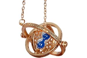 B.a.u.q.o.o. Collana Giratempo Hermione Gadget Accessori Ciondolo Color Oro Clessidra Sabbia Blu Idea Regalo Bambina Magia Fantasy Cosplay