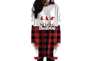 OMZIN Sweat De Noël Femme Chemise d'hiver à Manches Longues Pull De Noël avec Tenue De Noël à Imprimé Comique